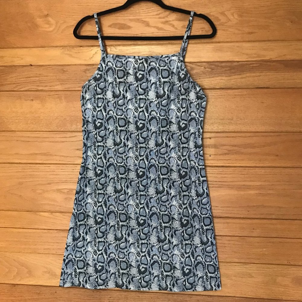 Vintage Y2K square neck snake print body con dress